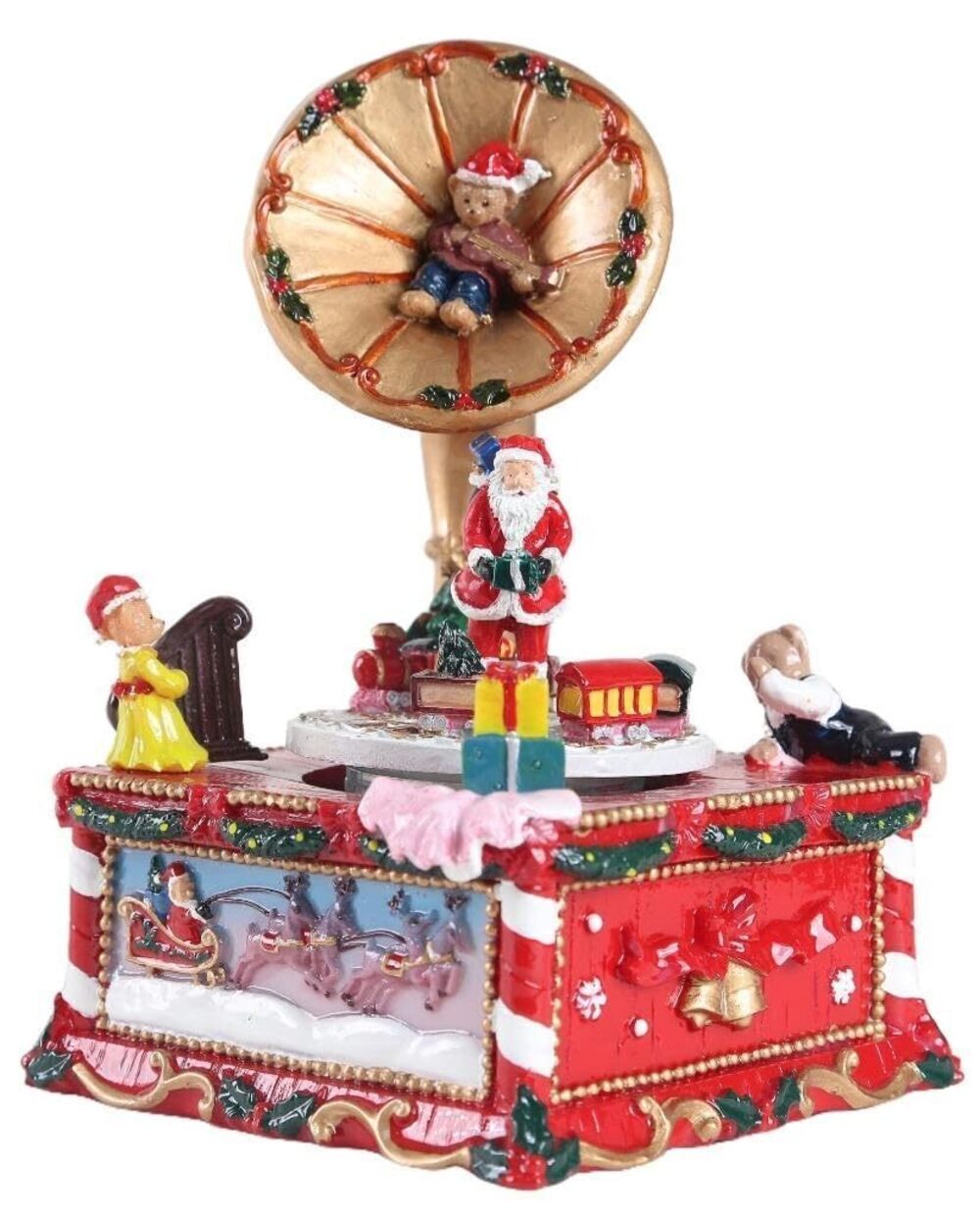 1507 Christmas Musical Gramophone – Rotating Santa, Bears & Train Figurines